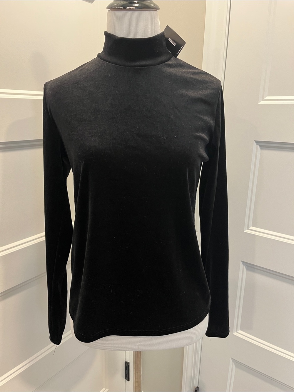 NWT express size xs Classic Black Velvet Mock Neck Top